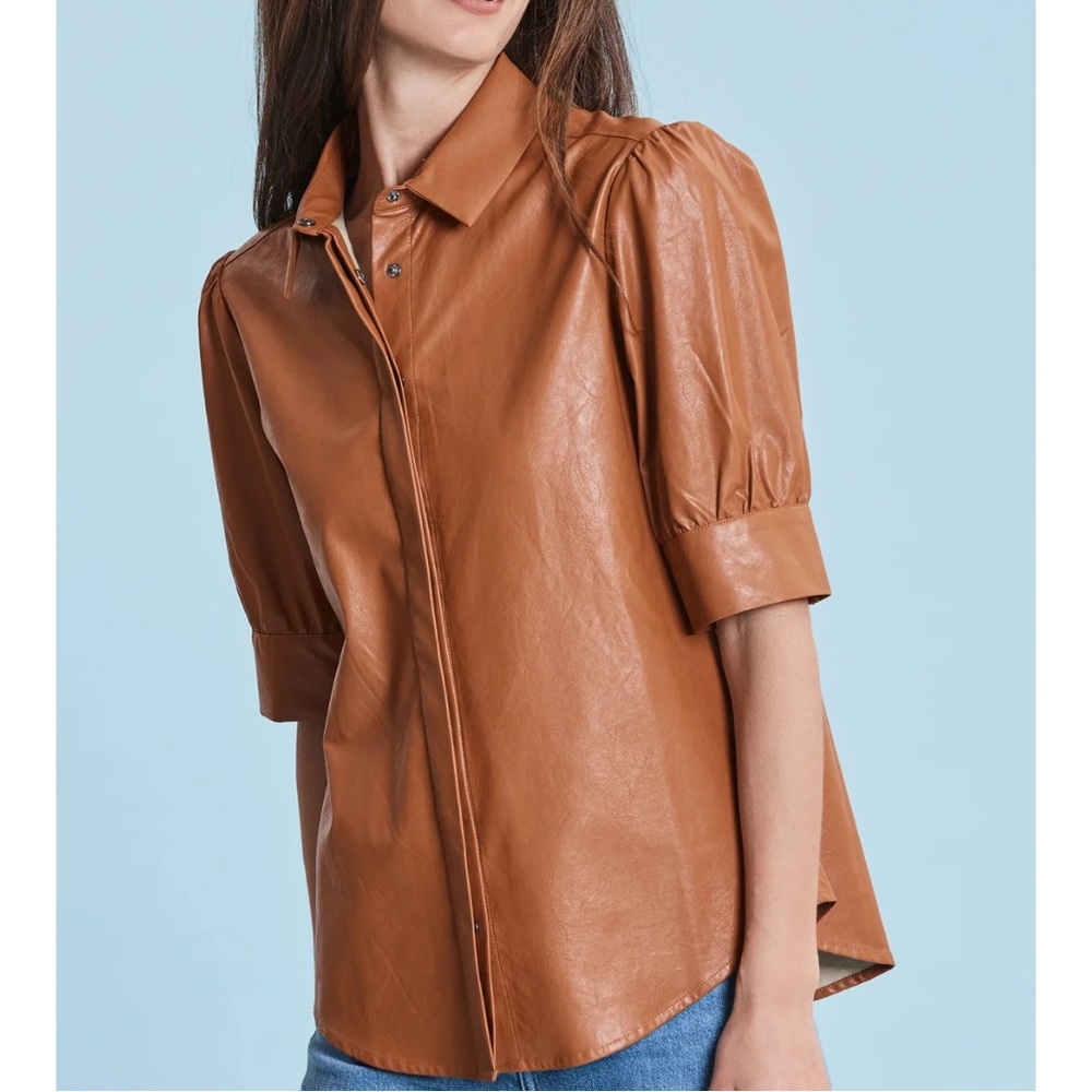 TYLER BOE ALICE VEGAN LEATHER SHIRT - PECAN New